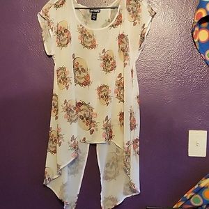 Floral skull dress top